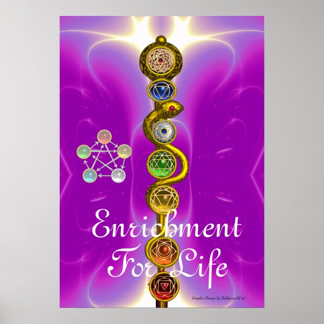 PÓSTER ROD DE ASCLEPIUS 7 CHAKRAS,YOGA ,ENERGÍA ESPIRITUA (Frente)