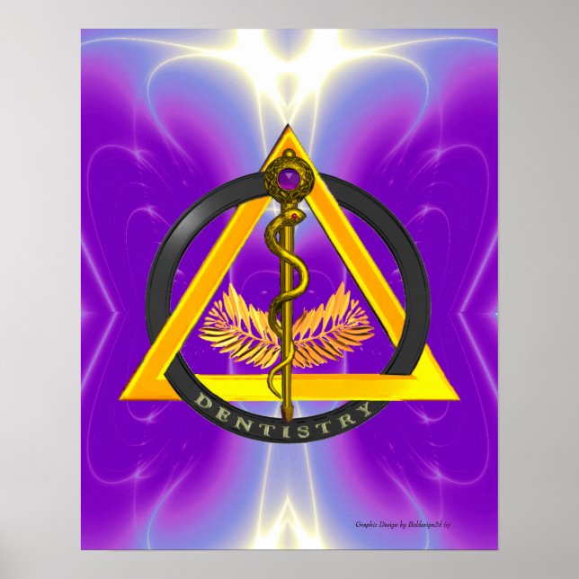 PÓSTER ROD DE SÍMBOLO DE DENTISTRÍA ASCLEPIUS (Frente)