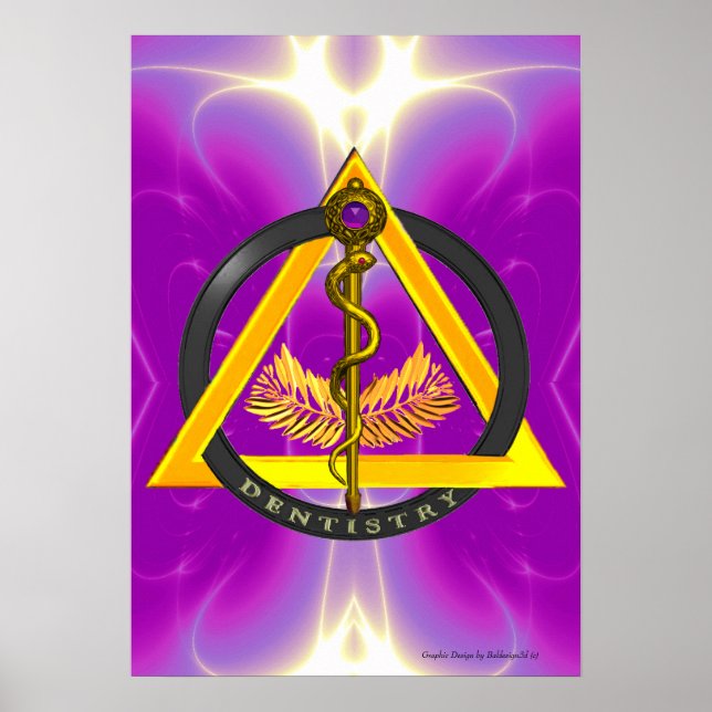 PÓSTER ROD DE SÍMBOLO DE DENTISTRÍA ASCLEPIUS (Frente)