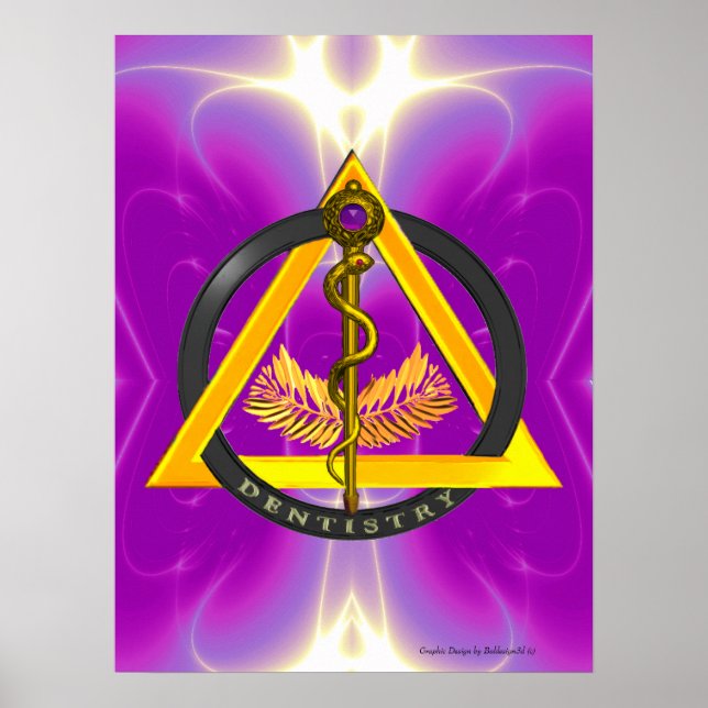 PÓSTER ROD DE SÍMBOLO DE DENTISTRÍA ASCLEPIUS (Frente)