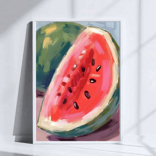 Póster Roda de Sandía   Pintura de Acuarela de Frutas