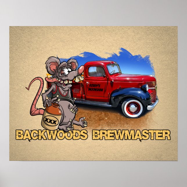 Póster Roddy Rat Fink Style Moonshine Brewmaster Personal (Frente)
