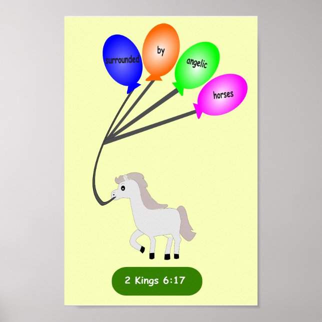 Póster Rodeado de caballos angélicos (Frente)