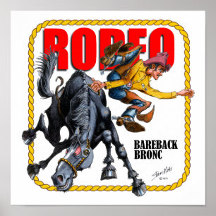 Póster Rodeo Bareback Bronc Rider