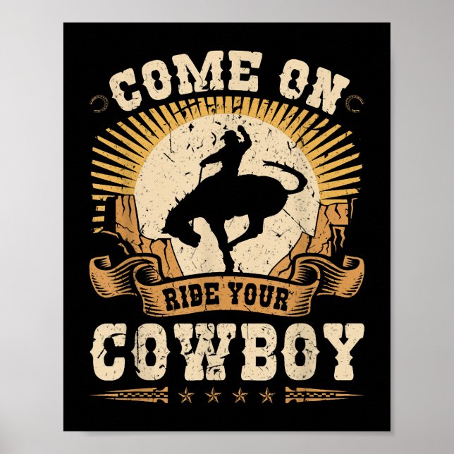 Póster Rodeo Bronc Monta Tu Cowboy Bucking Horse (Frente)