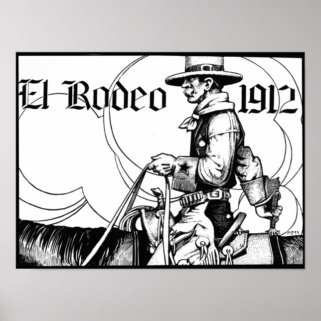 Póster Rodeo Cowboy Country Western Art de 1912 (Frente)
