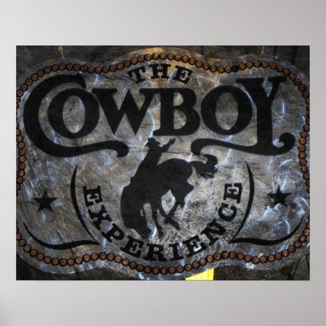 Póster rodeo de vaquero de caballo Stampede, país occiden (Frente)