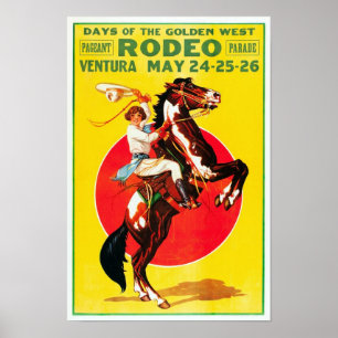Póster Rodeo de Ventura, 1933. Publicidad Antigüa