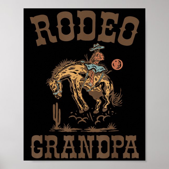 Póster Rodeo Grandpa Cowboy Cowgirl Birthday Family Match (Frente)