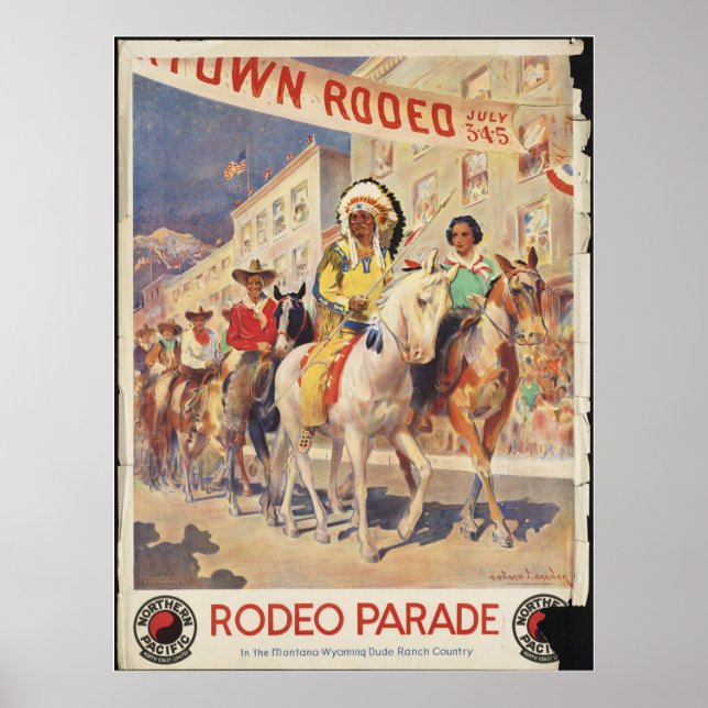 Póster Rodeo Montana Poster de viajes anuncio retro (Frente)
