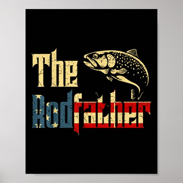 Póster Rodfather Funny Trout Fly Fishing Dad (Frente)