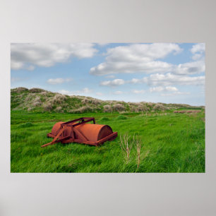 Póster rodillo pesado agrícola abandonado risty