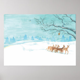 Póster Roe deer Winter