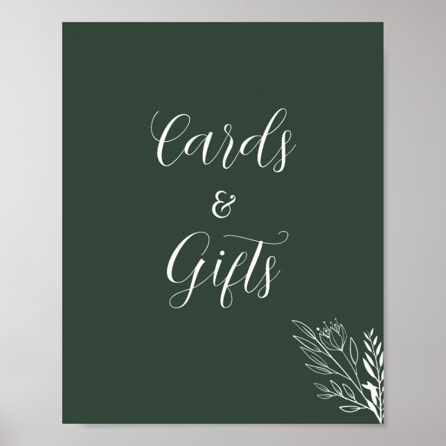 Póster ROE Dusky Green & White Cards Gifts Rótulo (Frente)