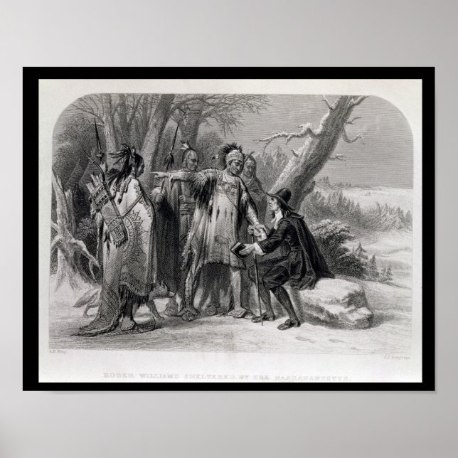Póster Roger Williams resguardado por los Narragansetts (Frente)