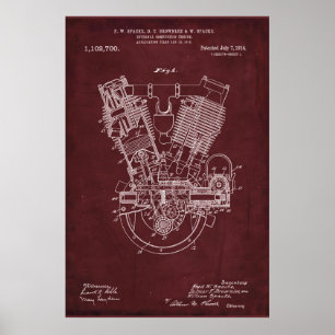 Póster Roja Patente interna del motor de combustión
