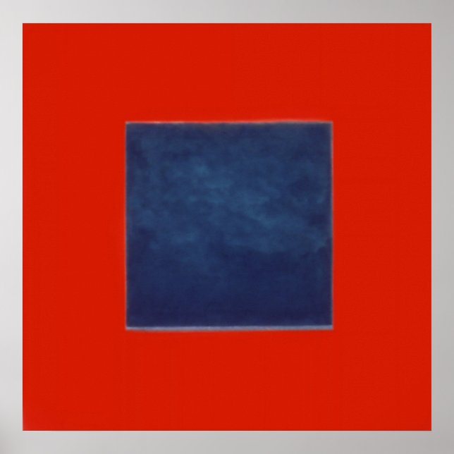 Póster rojo, azul sobre gris (Frente)