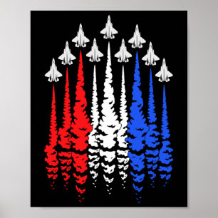 Póster Rojo Blanco Azul Patriótico Jets Bandera De EE. UU