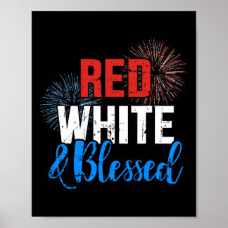 Póster Rojo Blanco Bendito Por El Día De La Independencia