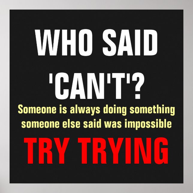 Póster Rojo blanco gris que dijo que no puede tener éxito (Frente)
