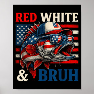 Póster Rojo Blanco Patriótico América Pesca 4º