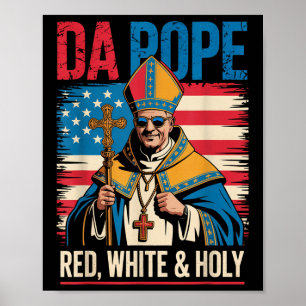 Póster Rojo Blanco Santo El Papa De América Chicago Papa