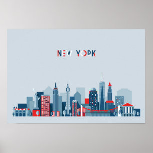 Póster Rojo, blanco y azul de New York City el  