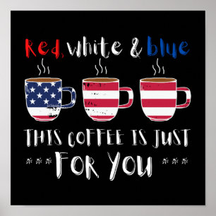 PÓSTER ROJO BLANCO Y AZUL ESTE CAFÉ ES SOLO...