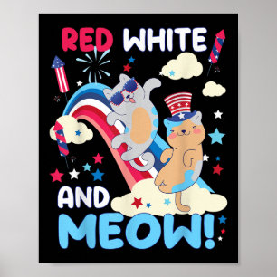 Póster Rojo, Blanco, ¡Y Miau! Amantes De Los Gatos Divers