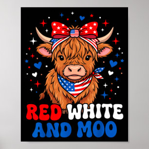 Póster Rojo Blanco Y Moo Highland Patriótico Fpirata Héro