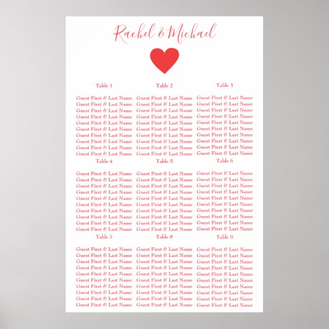 Póster rojo bonito y blanco (Frente)