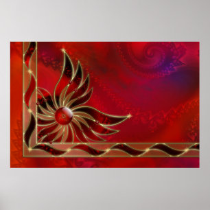 Póster Rojo como la llama impresa