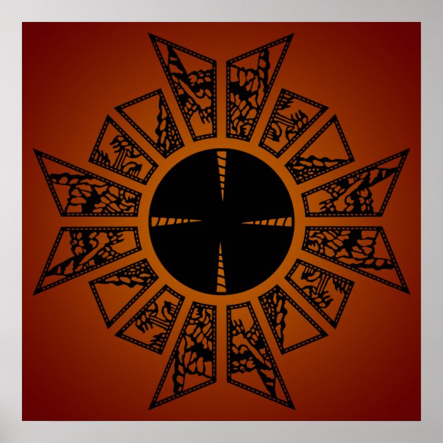 Póster Rojo de estrella de lino (Frente)