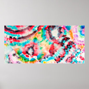 Póster Rojo duro Grunge. Patrón Shibori. Cepillo dorado