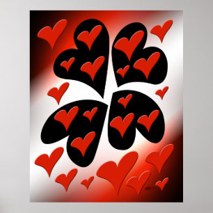 Póster Rojo en los corazones negros