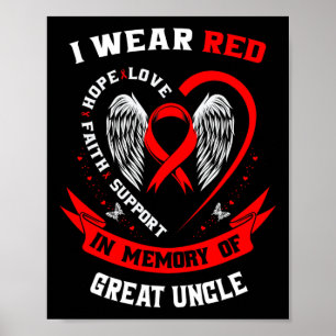 Póster Rojo En Memoria De La Enfermedad Cardíaca Del Gran