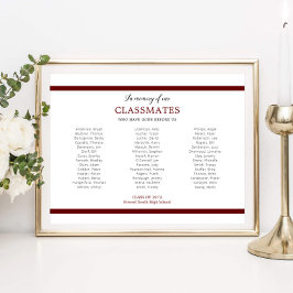 Póster Rojo en memoria de la reunión escolar de nuestros