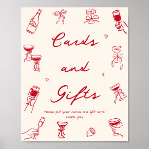 Póster Rojo es más tarjetas de ducha para novias y regalo