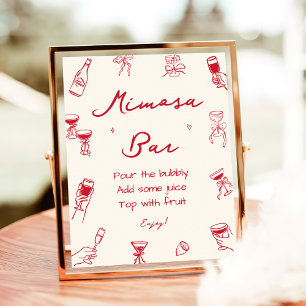 Póster Rojo eso es más ducha de novia Mimosa Bar