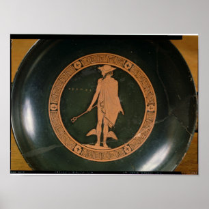 Póster Rojo-figura griega taza, representando a dios