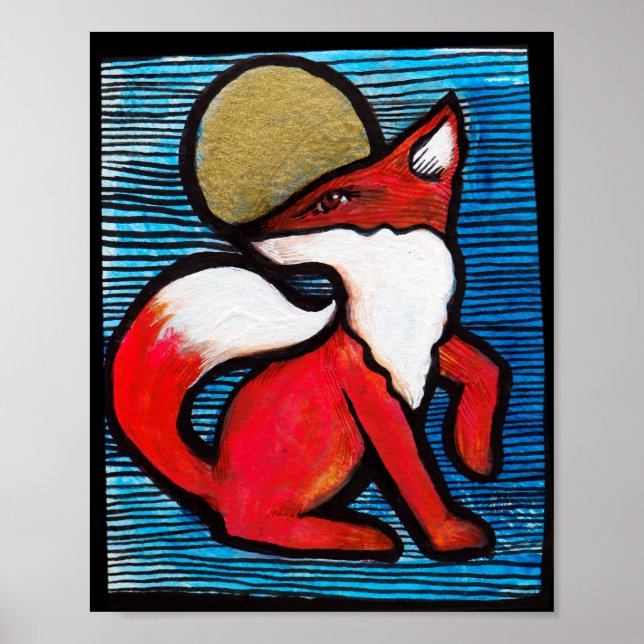 Póster Rojo Fox Full Moon Loyal Foxes MoonChild (Frente)