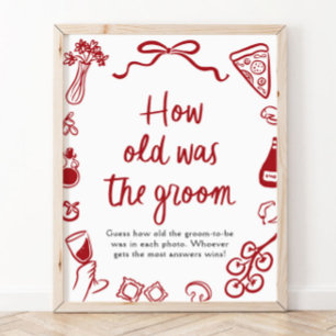 Póster Rojo Italiano Dibujado a Mano Adivina La Edad Del