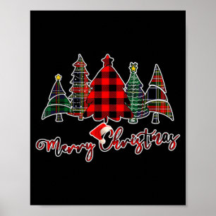 Póster Rojo Negro Verde Búfalo Cuadros Alegre Navidad Árb