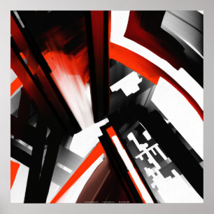 Póster Rojo Negro y Blanco Abstracto
