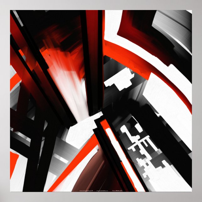 Póster Rojo Negro y Blanco Abstracto (Frente)