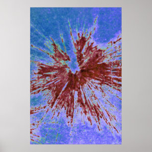 Póster Rojo sobre púrpura y azul