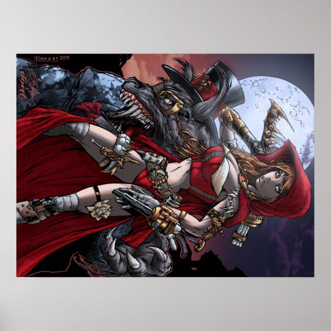 Póster Rojo Steampunk (Frente)
