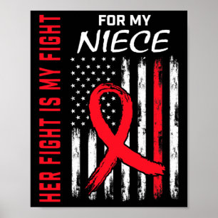 Póster Rojo Su Lucha Niece Enfermedad Cardíaca Conciencia