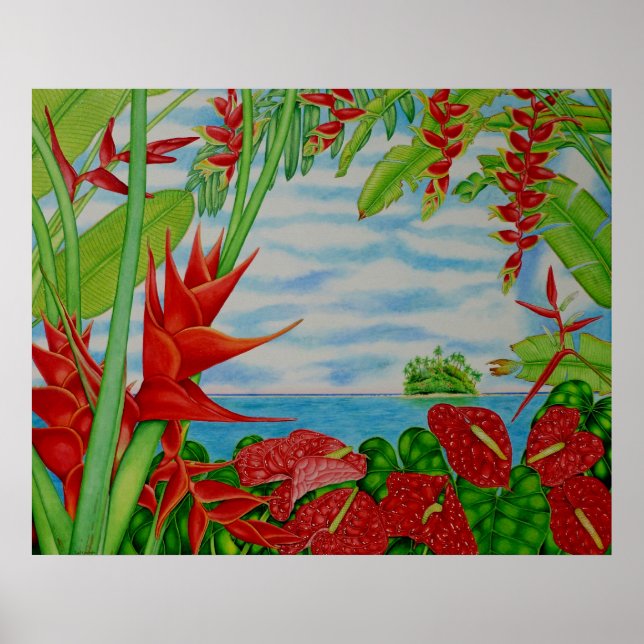 Póster Rojo tropical (Frente)