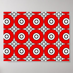 Póster Rojo y blanco negro Imprimir